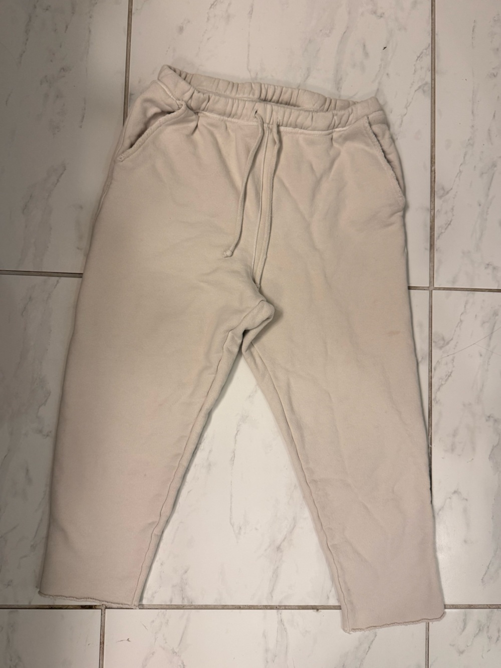 Frank & Eileen Cream Drawstring Cropped Joggers